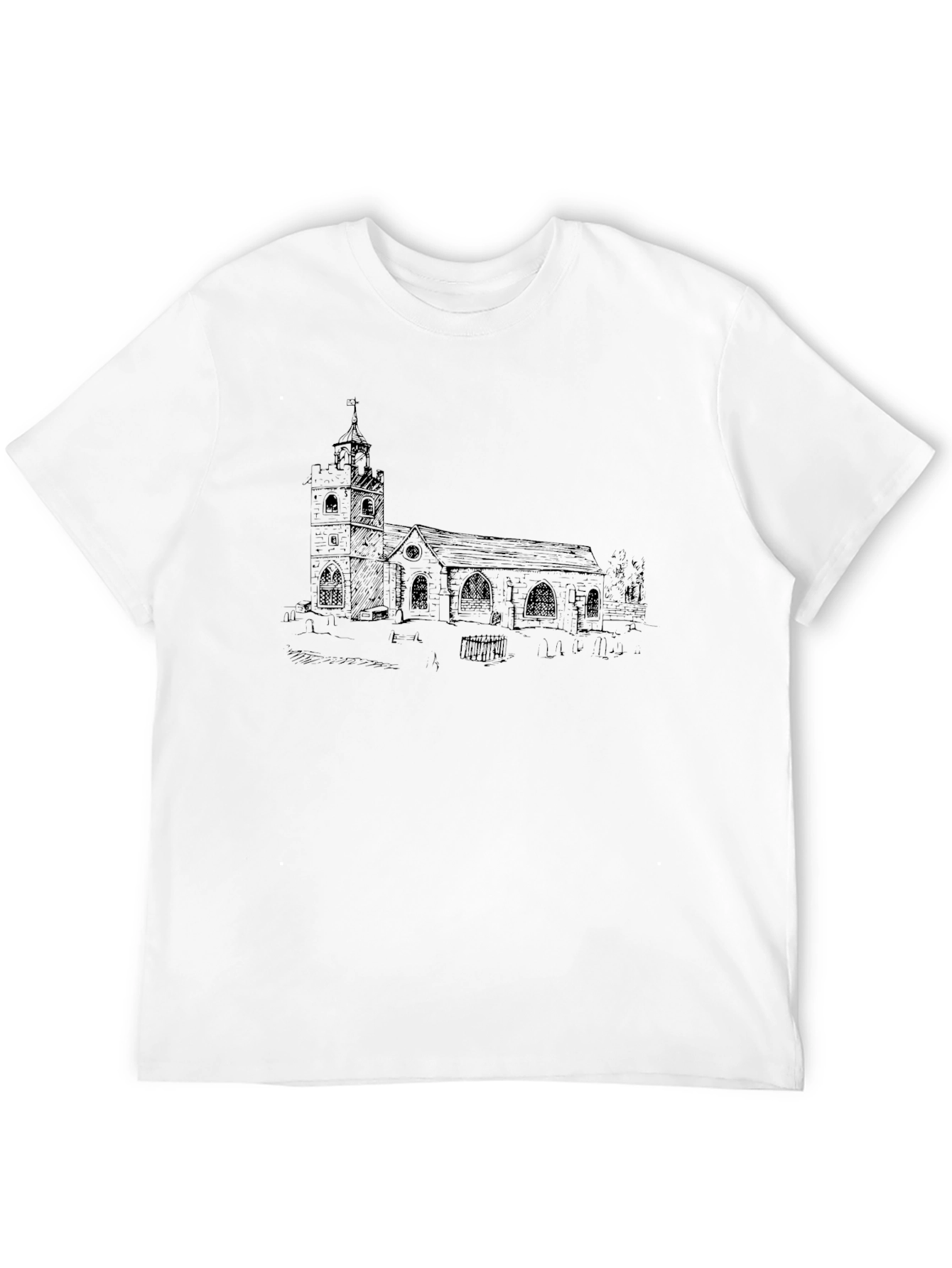 Church Sketch Black T-Shirt