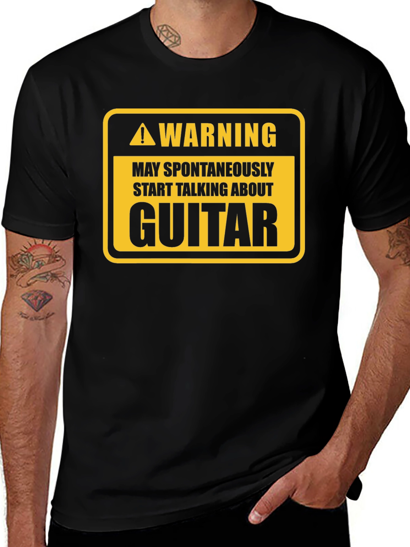 Warning Guitar Spontaneous Humor Tee