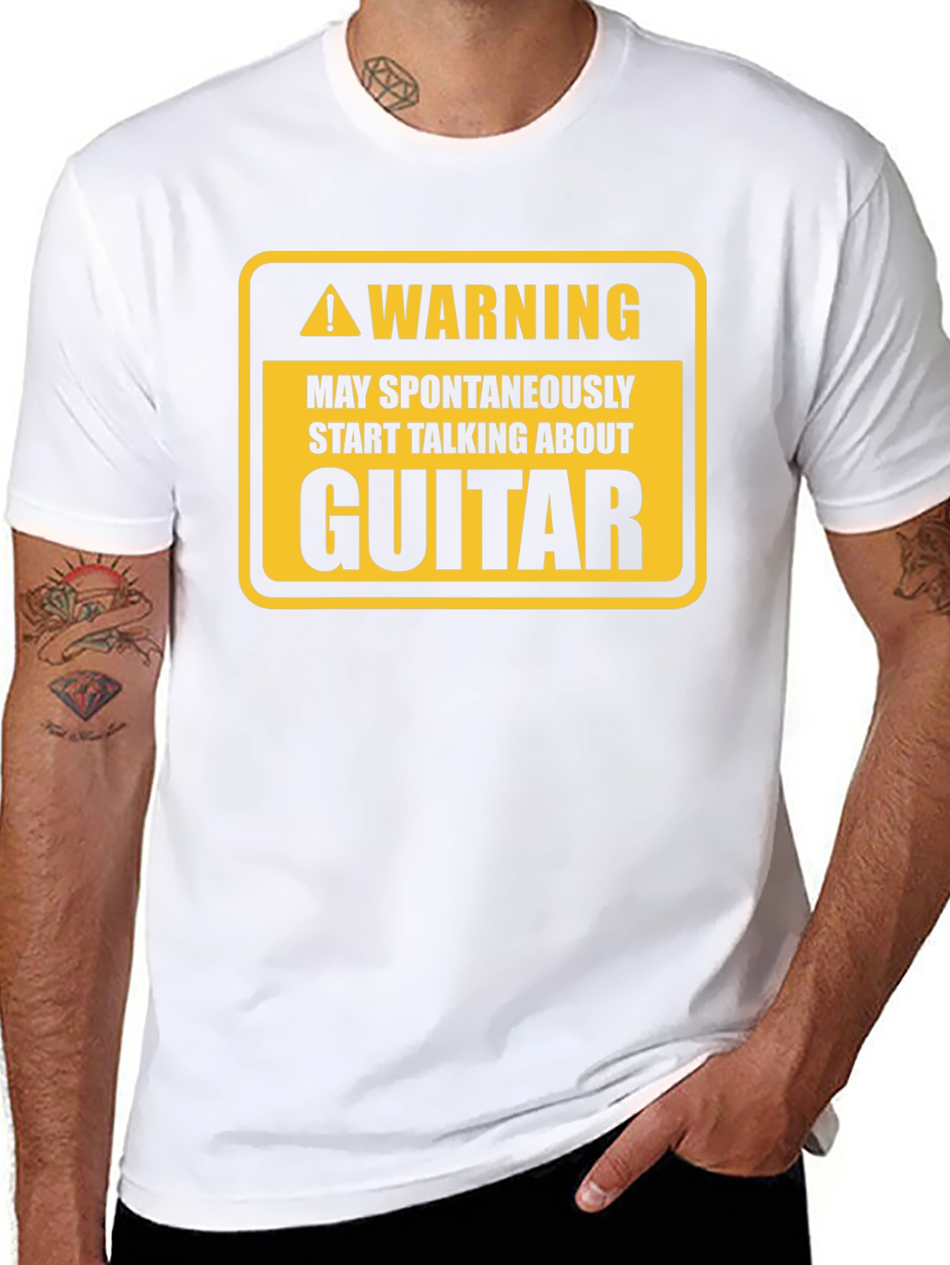 Warning Guitar Spontaneous Humor Tee
