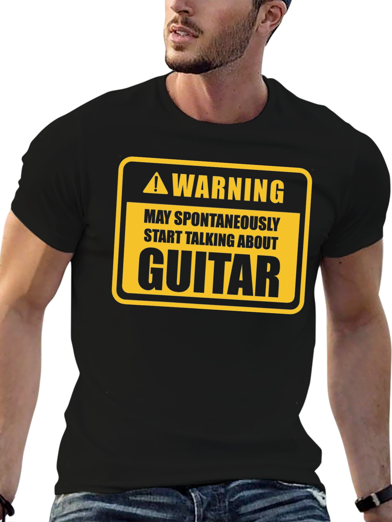 Warning Guitar Spontaneous Humor Tee