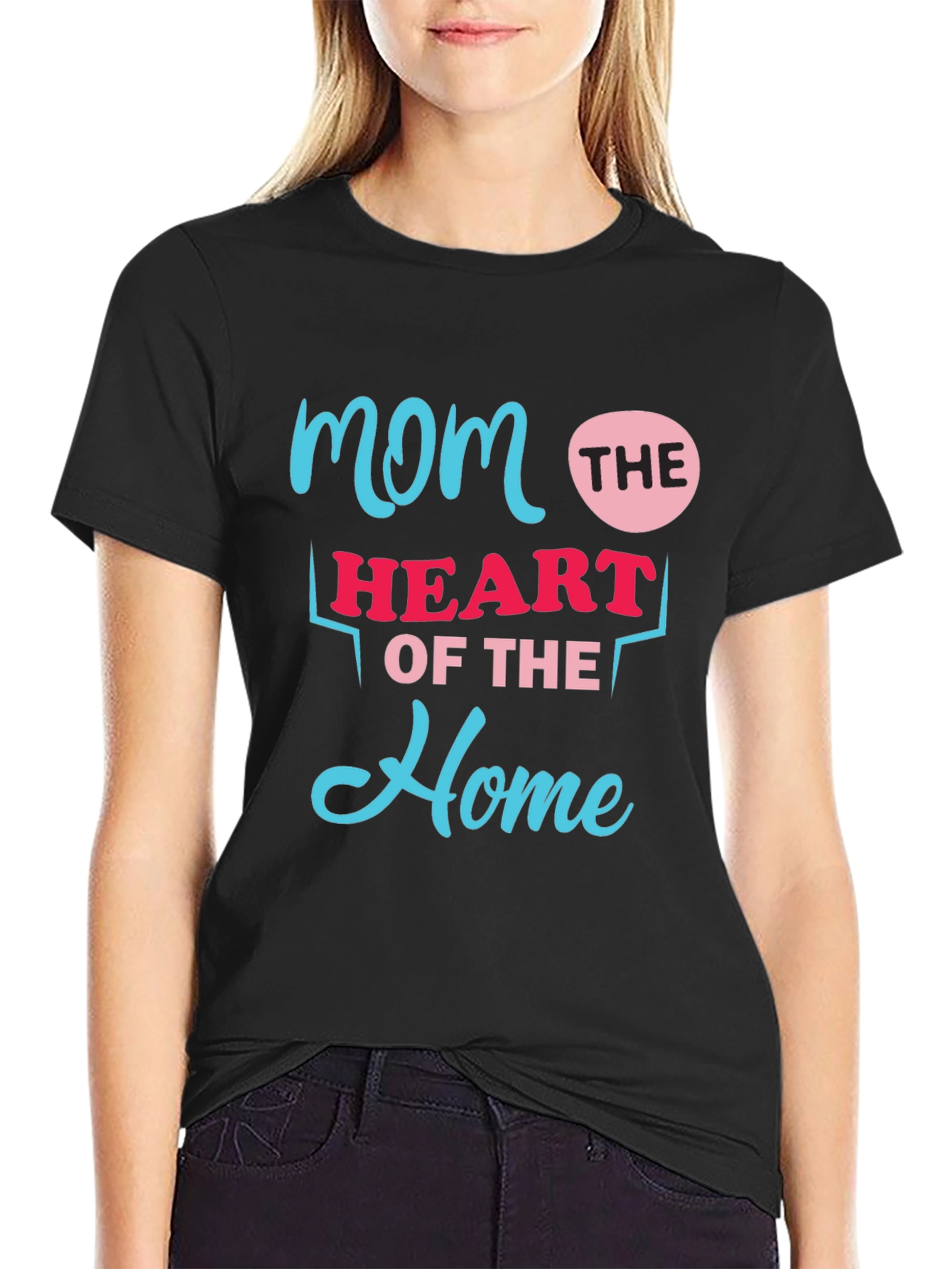 Mom The Heart Of The Home Black T-Shirt