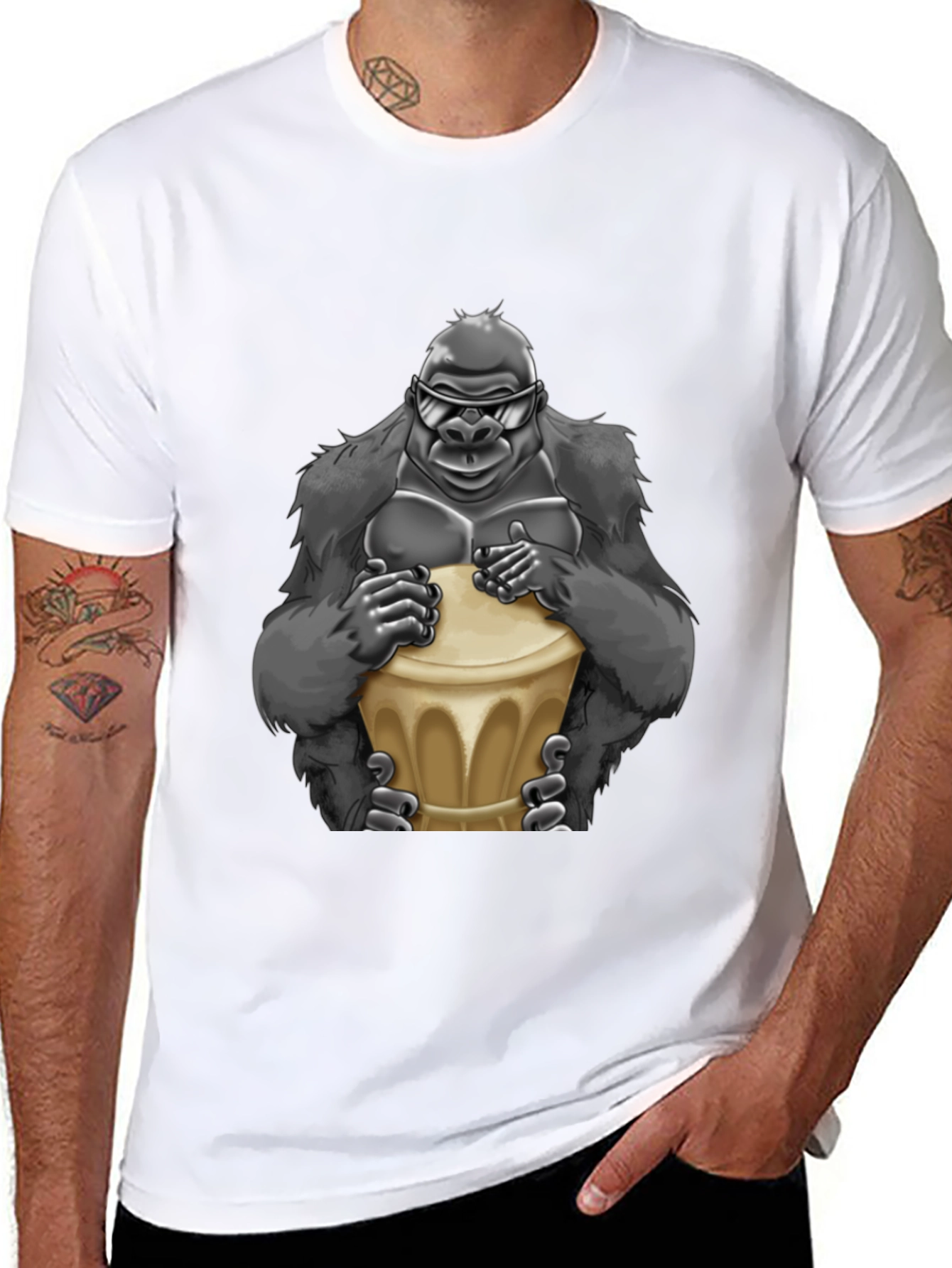 Cool Gorilla Bongo Drummer T-Shirt