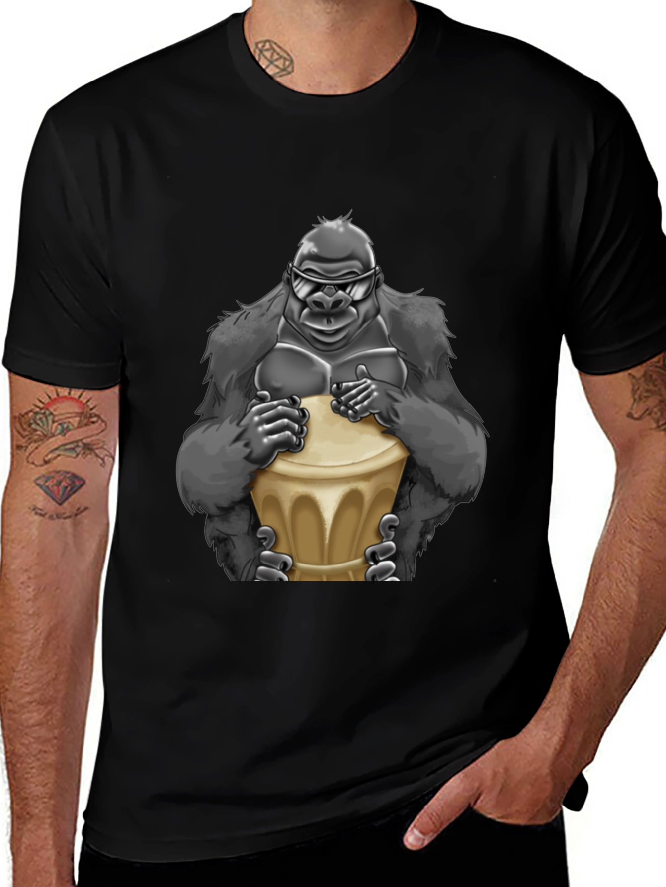 Cool Gorilla Bongo Drummer T-Shirt