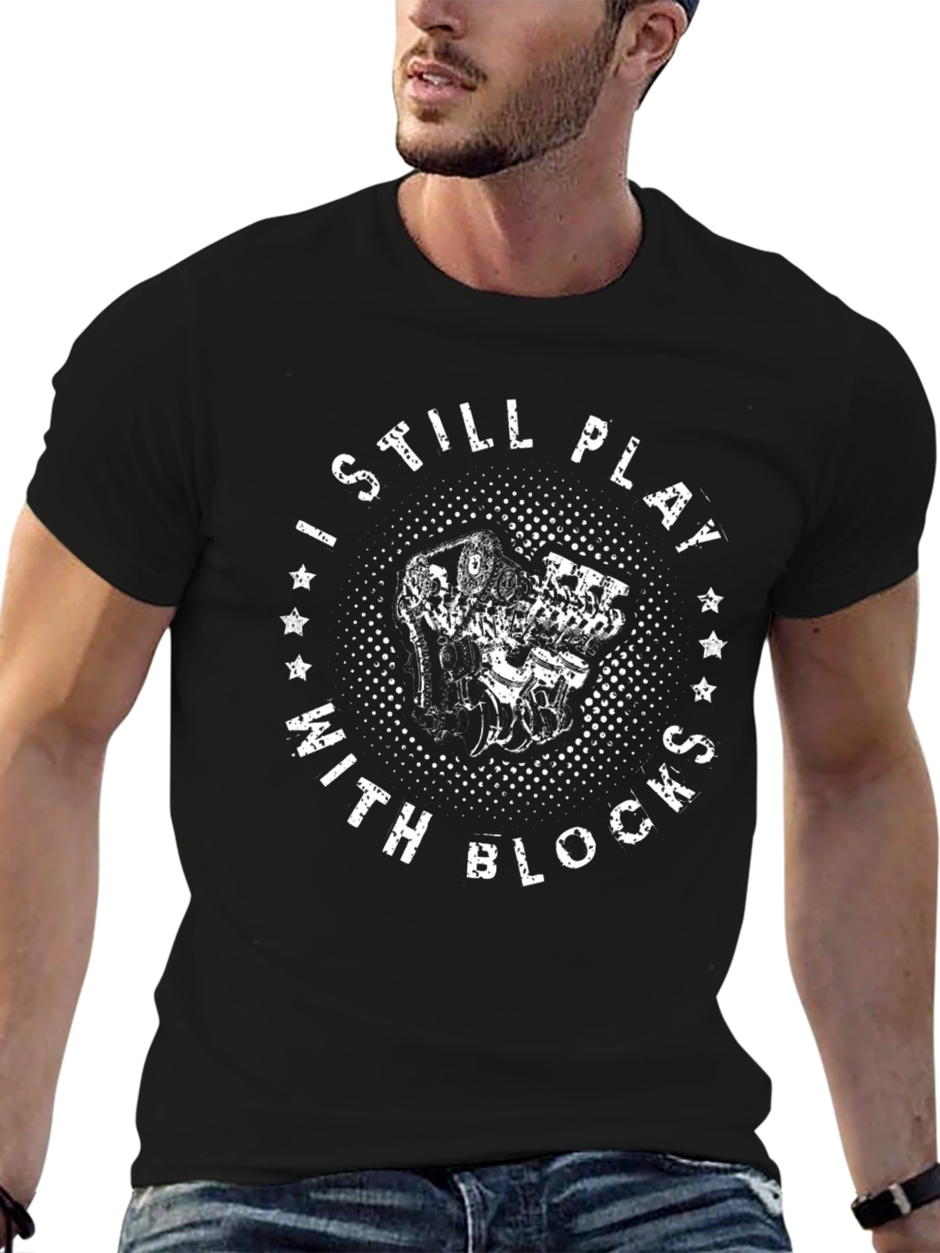 I Still Play With Blocks Black T-Shirt
