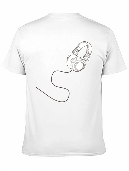 Headphone Graphic T-Shirt - Stylish Black Tee