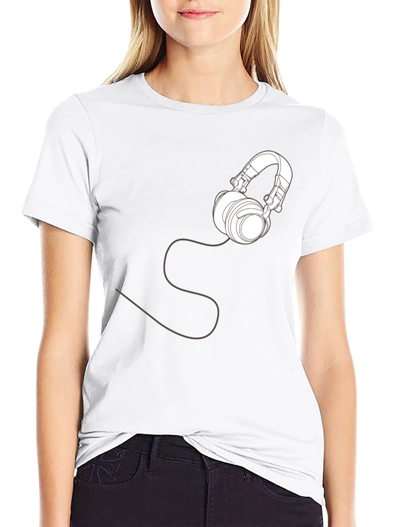 Headphone Graphic T-Shirt - Stylish Black Tee
