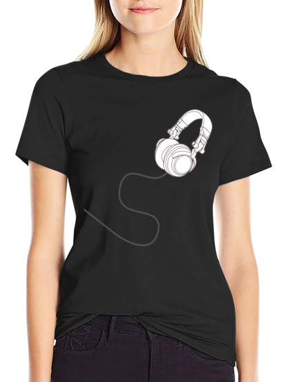 Headphone Graphic T-Shirt - Stylish Black Tee