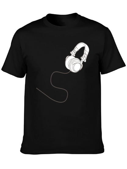 Headphone Graphic T-Shirt - Stylish Black Tee