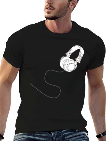Headphone Graphic T-Shirt - Stylish Black Tee
