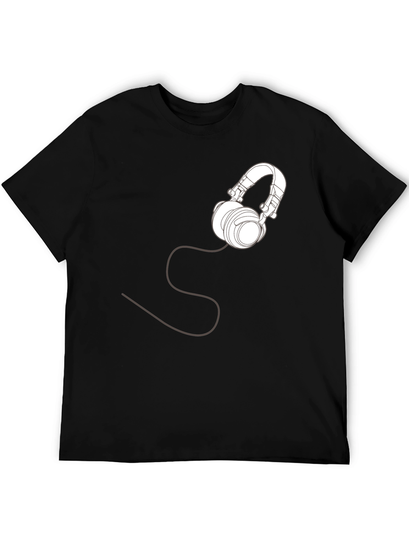 Headphone Graphic T-Shirt - Stylish Black Tee