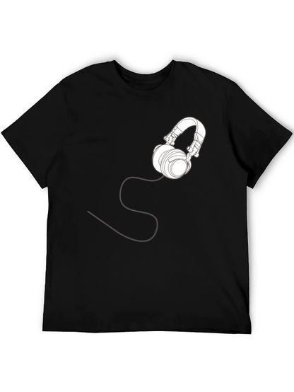 Headphone Graphic T-Shirt - Stylish Black Tee
