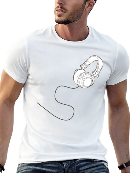Headphone Graphic T-Shirt - Stylish Black Tee
