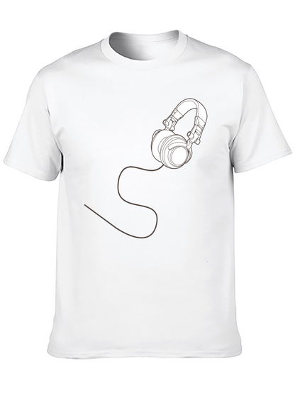 Headphone Graphic T-Shirt - Stylish Black Tee