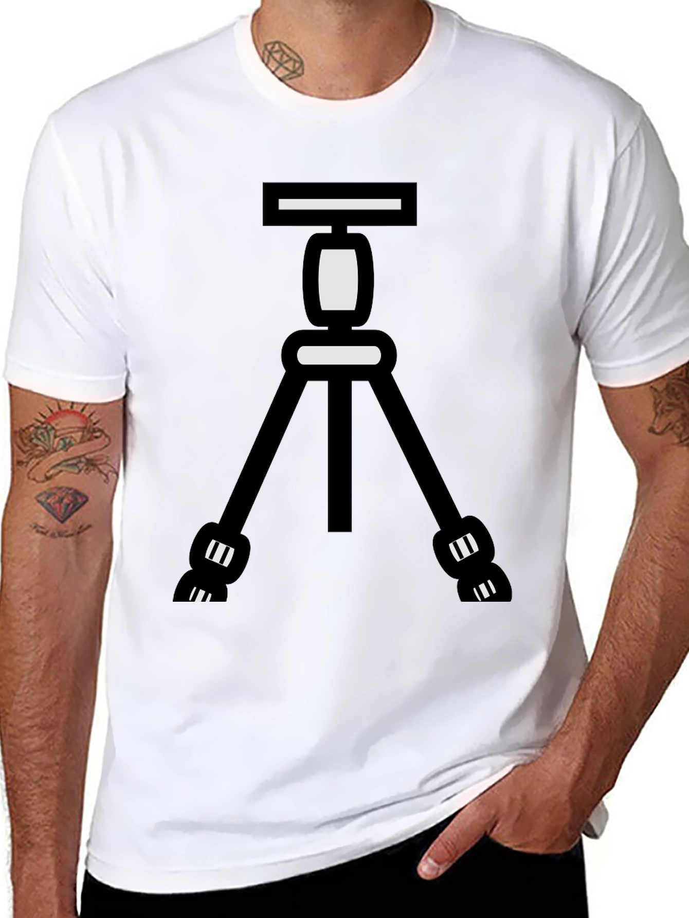 Cool Camera Tripod Graphic Tee - Black