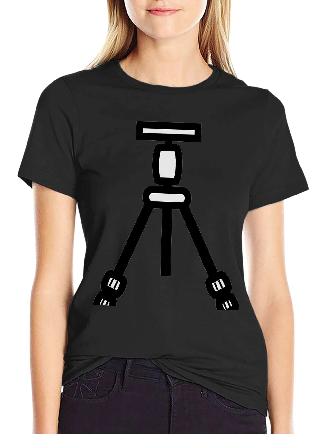Cool Camera Tripod Graphic Tee - Black