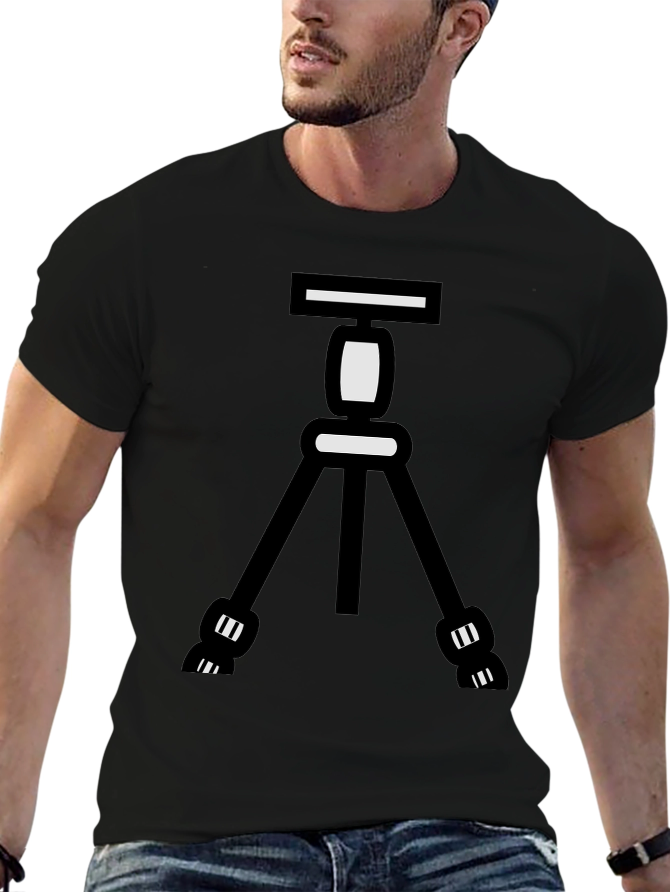 Cool Camera Tripod Graphic Tee - Black