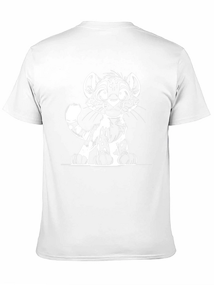 Cute Cartoon Leopard Graphic Black T-Shirt