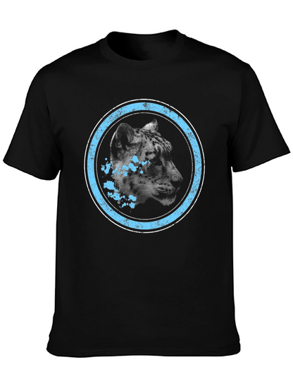 Leopard Graphic Tee - Distressed Blue Circle Design