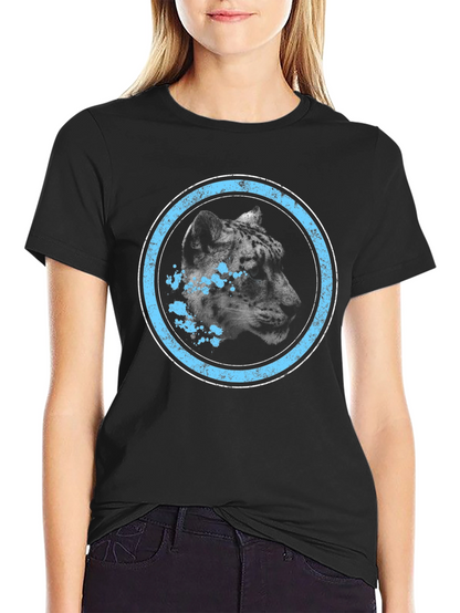 Leopard Graphic Tee - Distressed Blue Circle Design