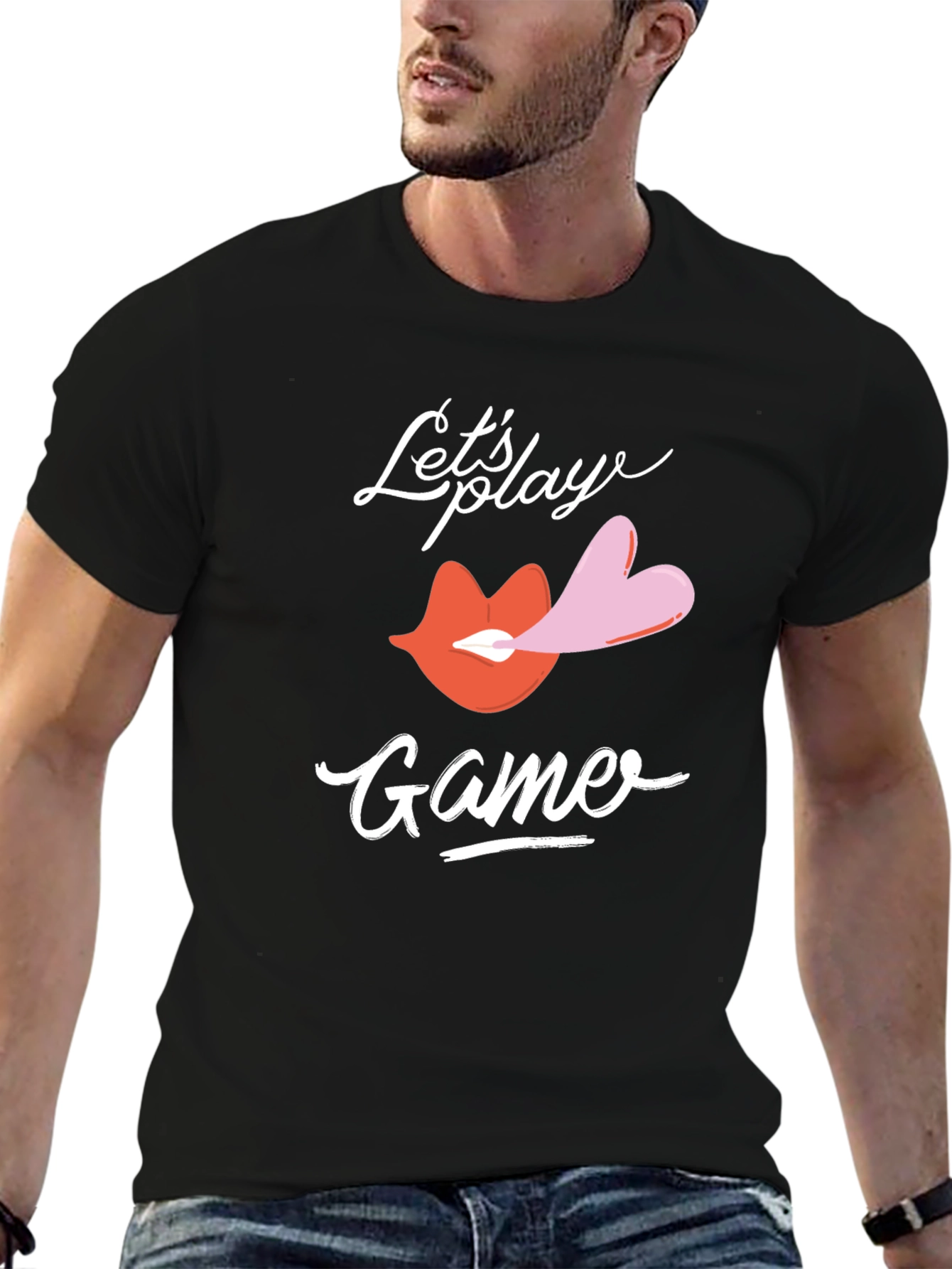 Lets Play Game T-Shirt Lips & Heart