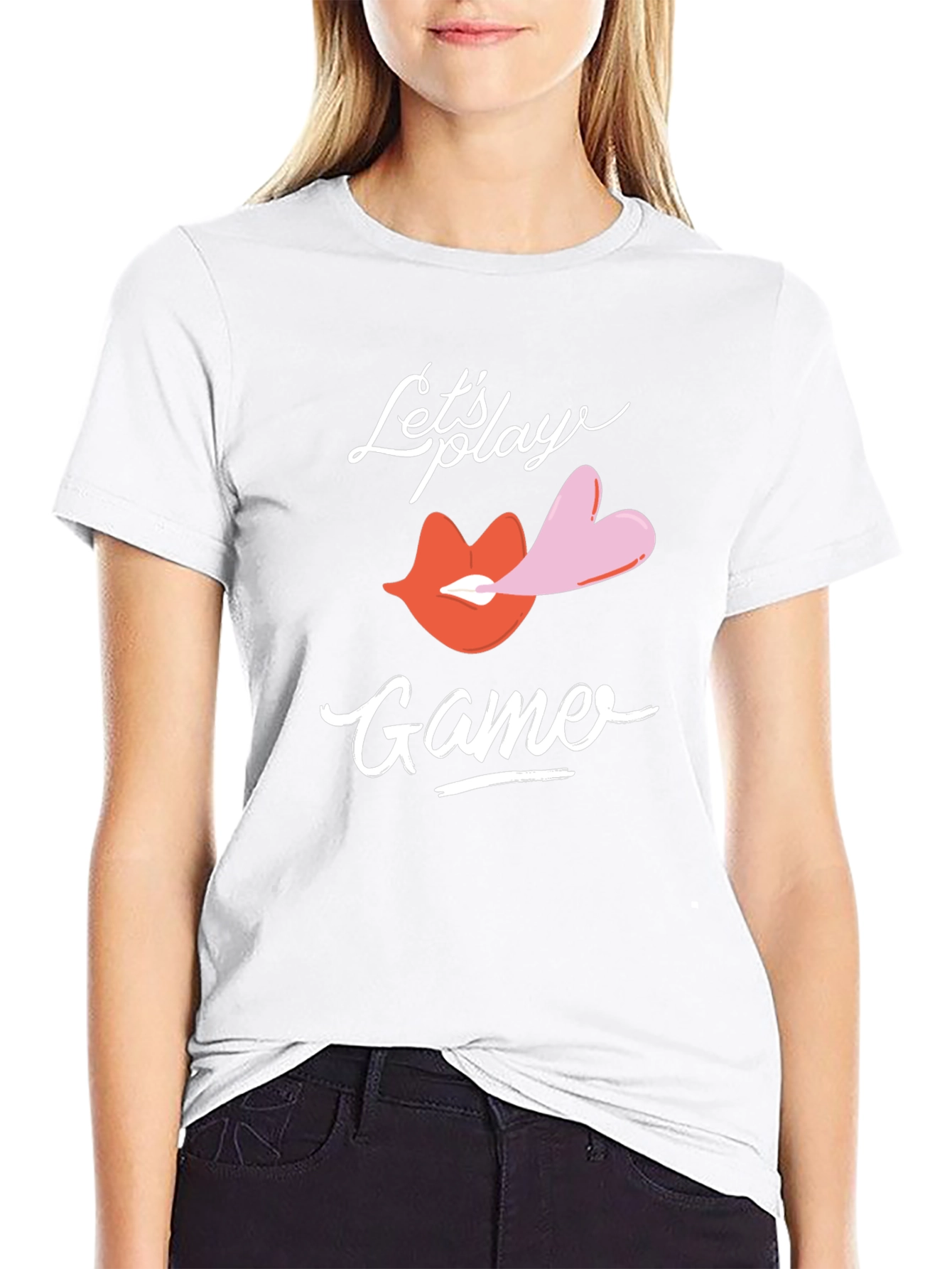 Lets Play Game T-Shirt Lips & Heart