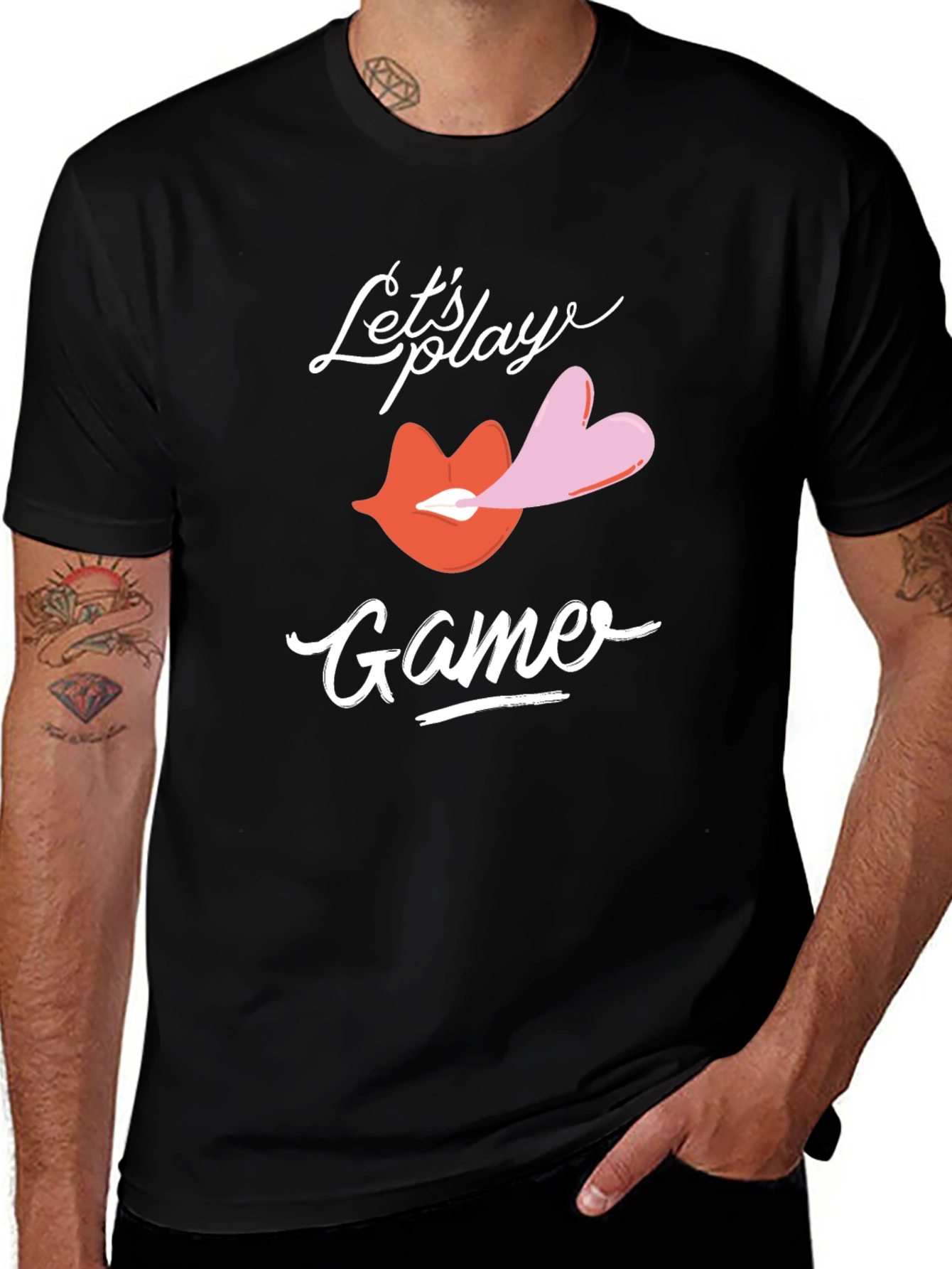 Lets Play Game T-Shirt Lips & Heart