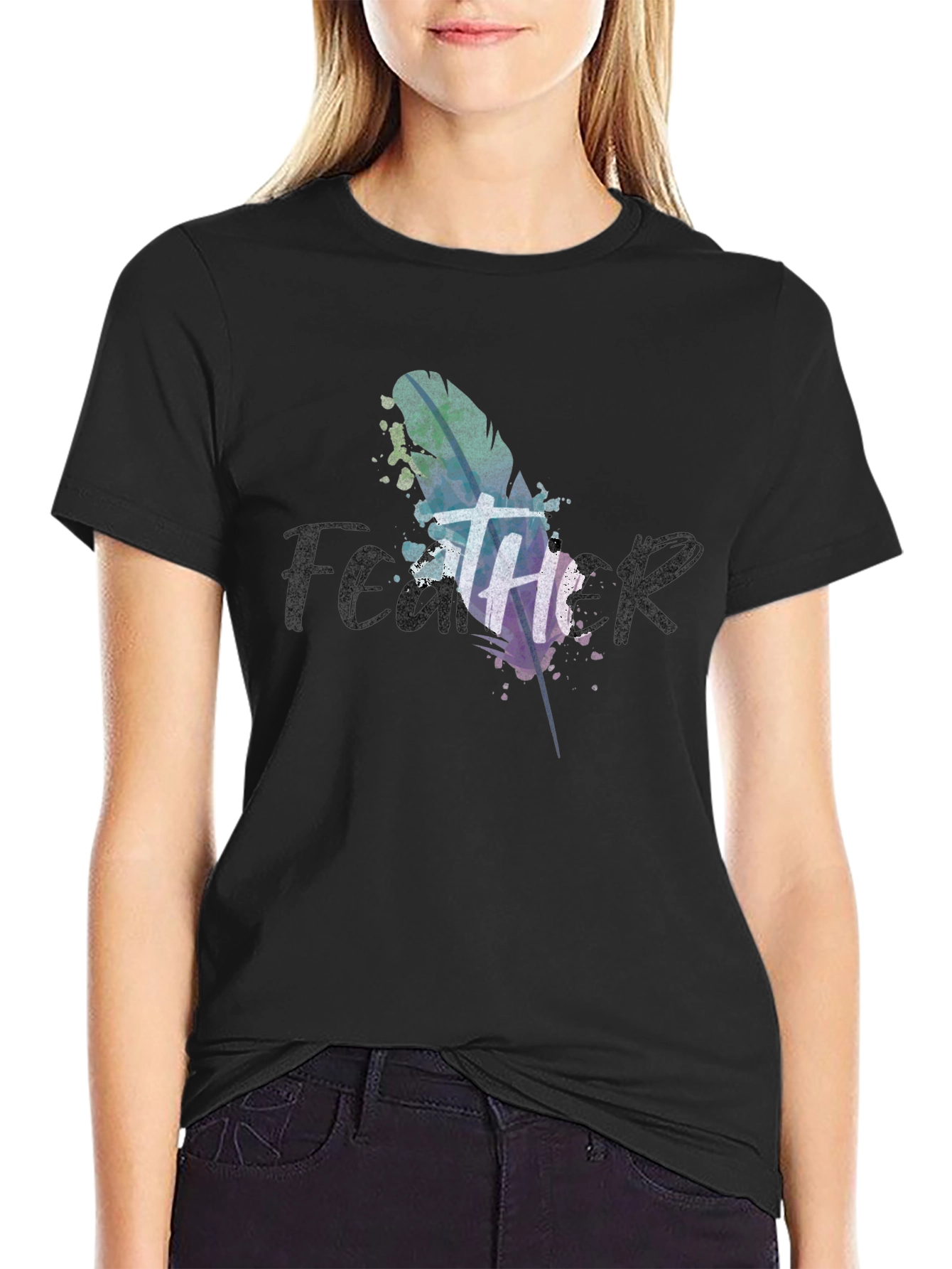 Feather Graphic T-Shirt - Mens Black Tee
