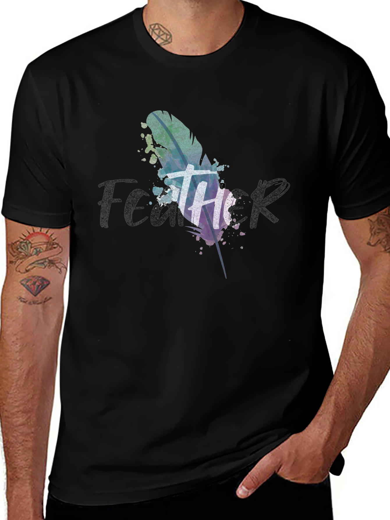 Feather Graphic T-Shirt - Mens Black Tee