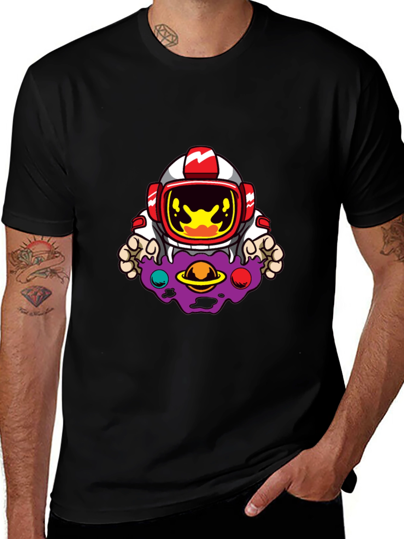 Astronaut Galaxy Graphic Black T-Shirt