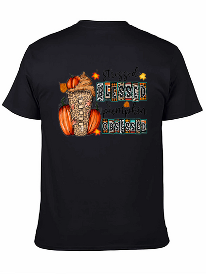 Stressed Blessed Pumpkin Obsessed Fall T-Shirt