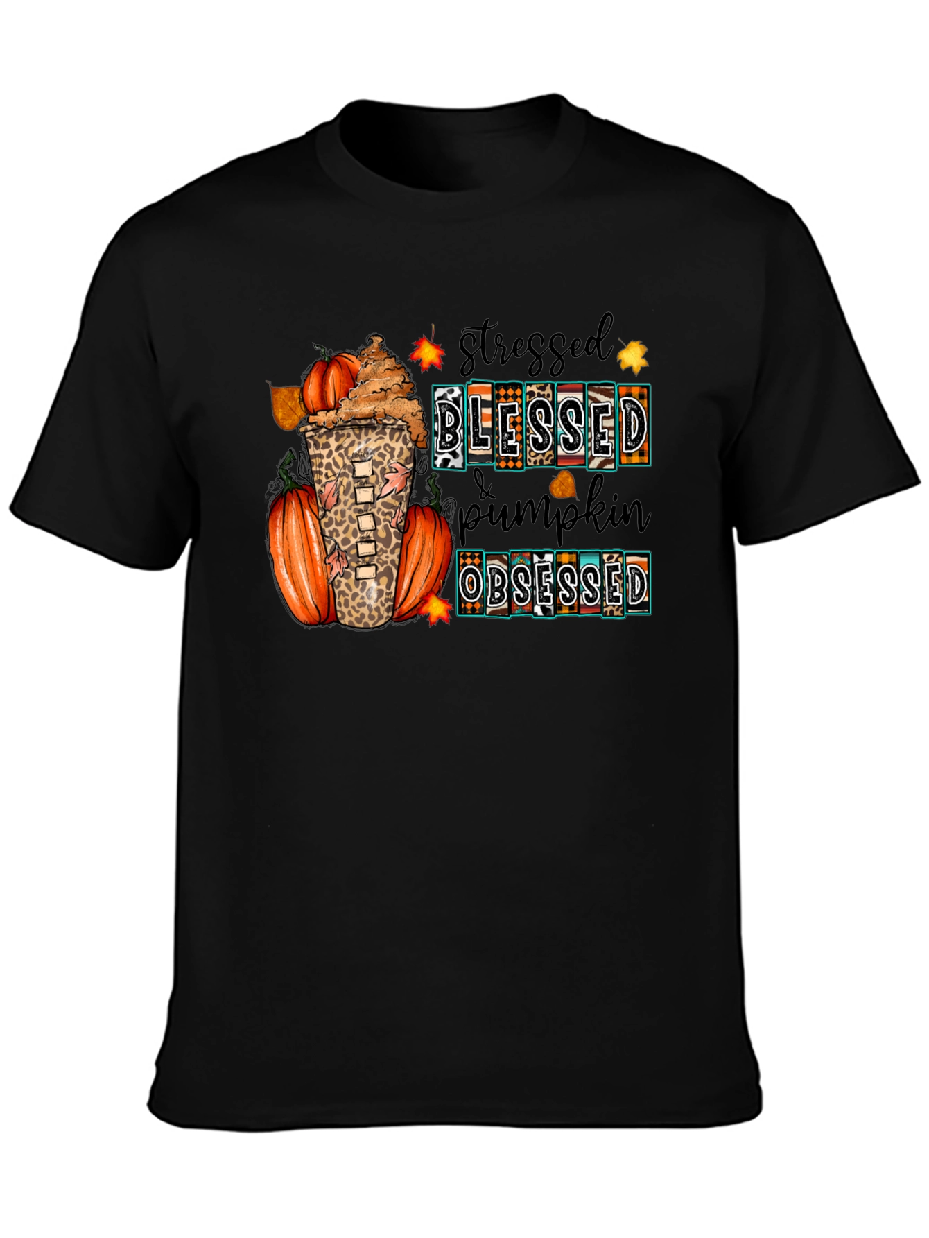 Stressed Blessed Pumpkin Obsessed Fall T-Shirt