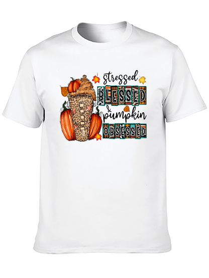Stressed Blessed Pumpkin Obsessed Fall T-Shirt