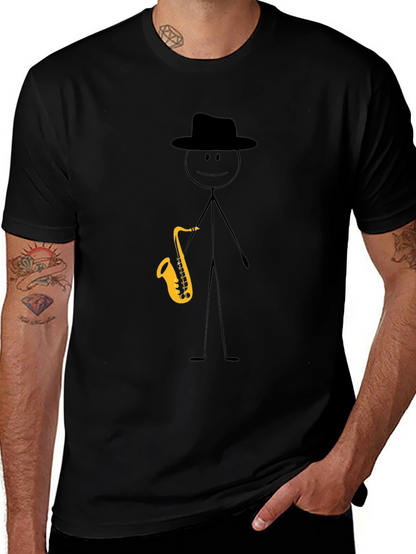 Saxophone Stick Figure Graphic Tee