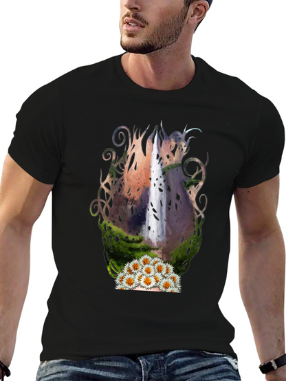 Waterfall & Daisy Graphic Black Tee