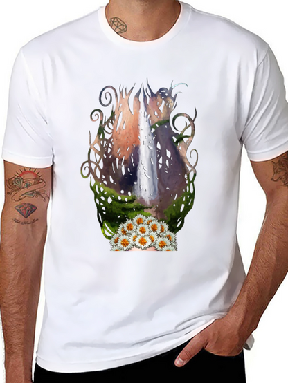 Waterfall & Daisy Graphic Black Tee