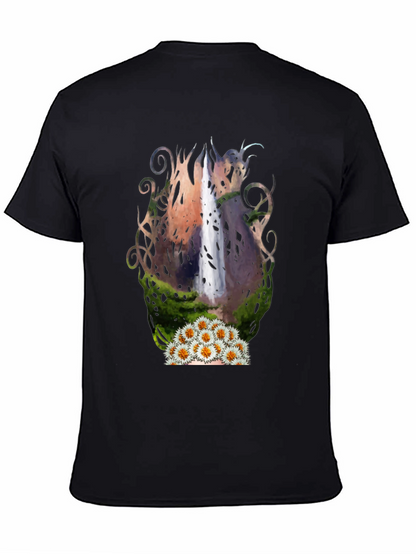 Waterfall & Daisy Graphic Black Tee