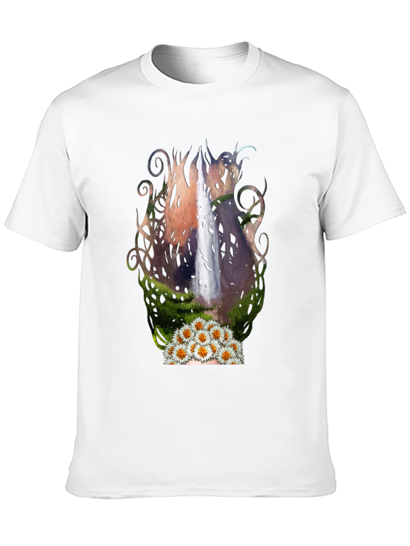 Waterfall & Daisy Graphic Black Tee