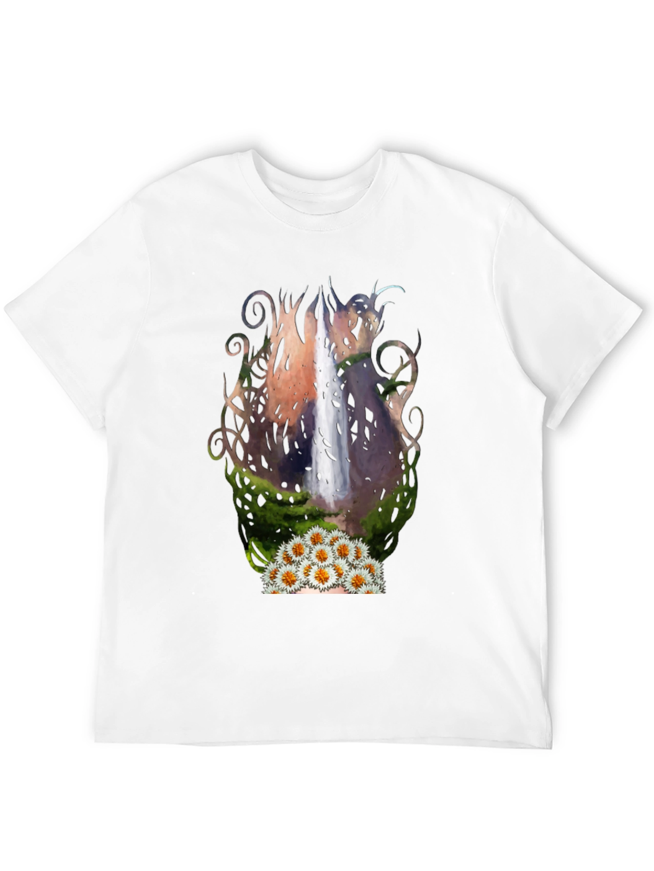 Waterfall & Daisy Graphic Black Tee