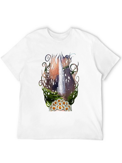 Waterfall & Daisy Graphic Black Tee