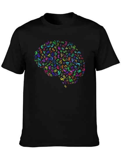 Brain Currency Symbol Graphic Tee - Black