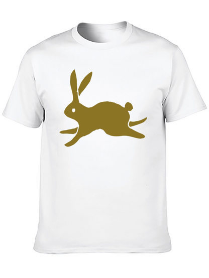 Black T-Shirt with Gold Rabbit Print
