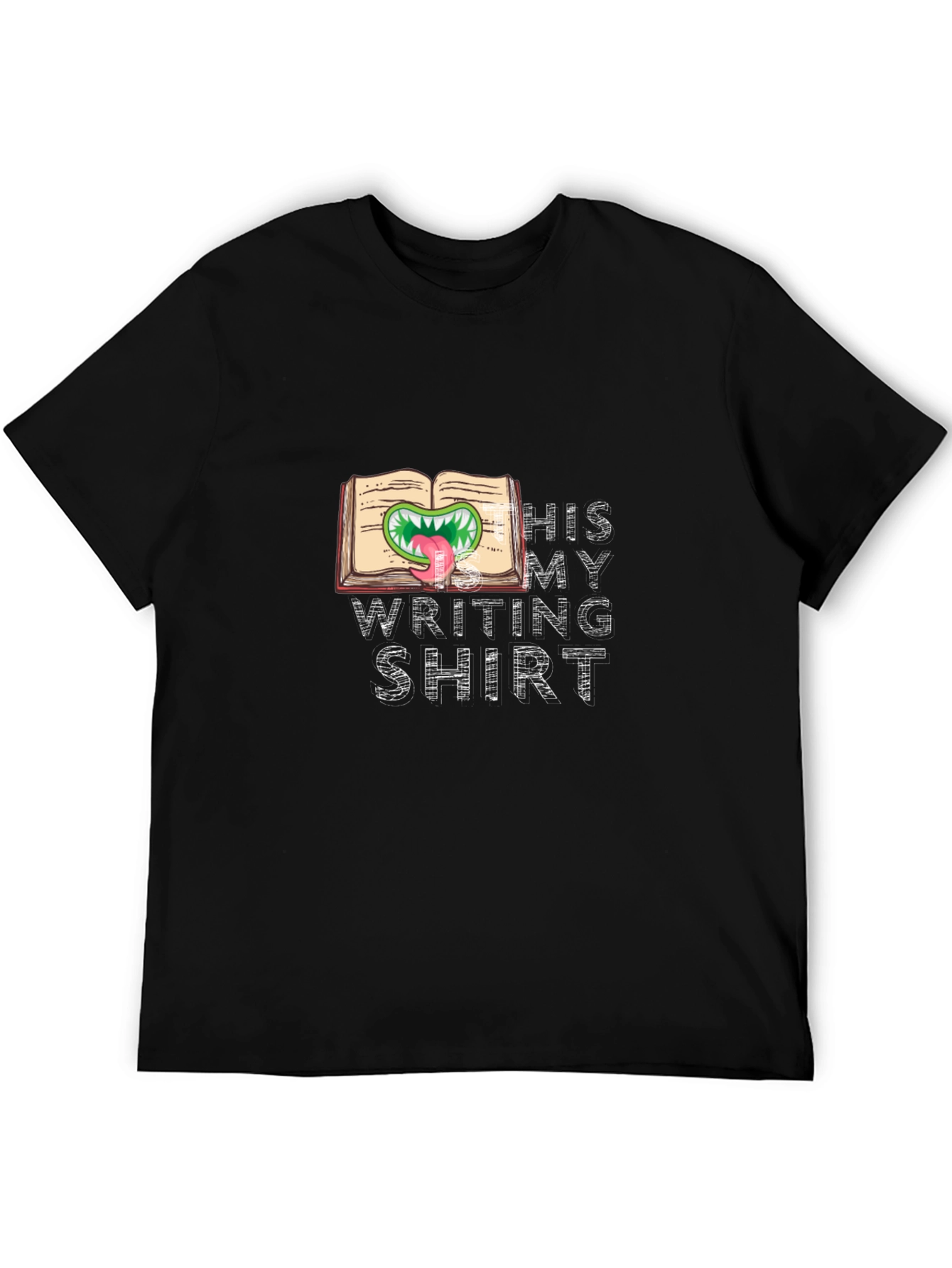 Monster Book Writing Shirt - Black Novelty Tee
