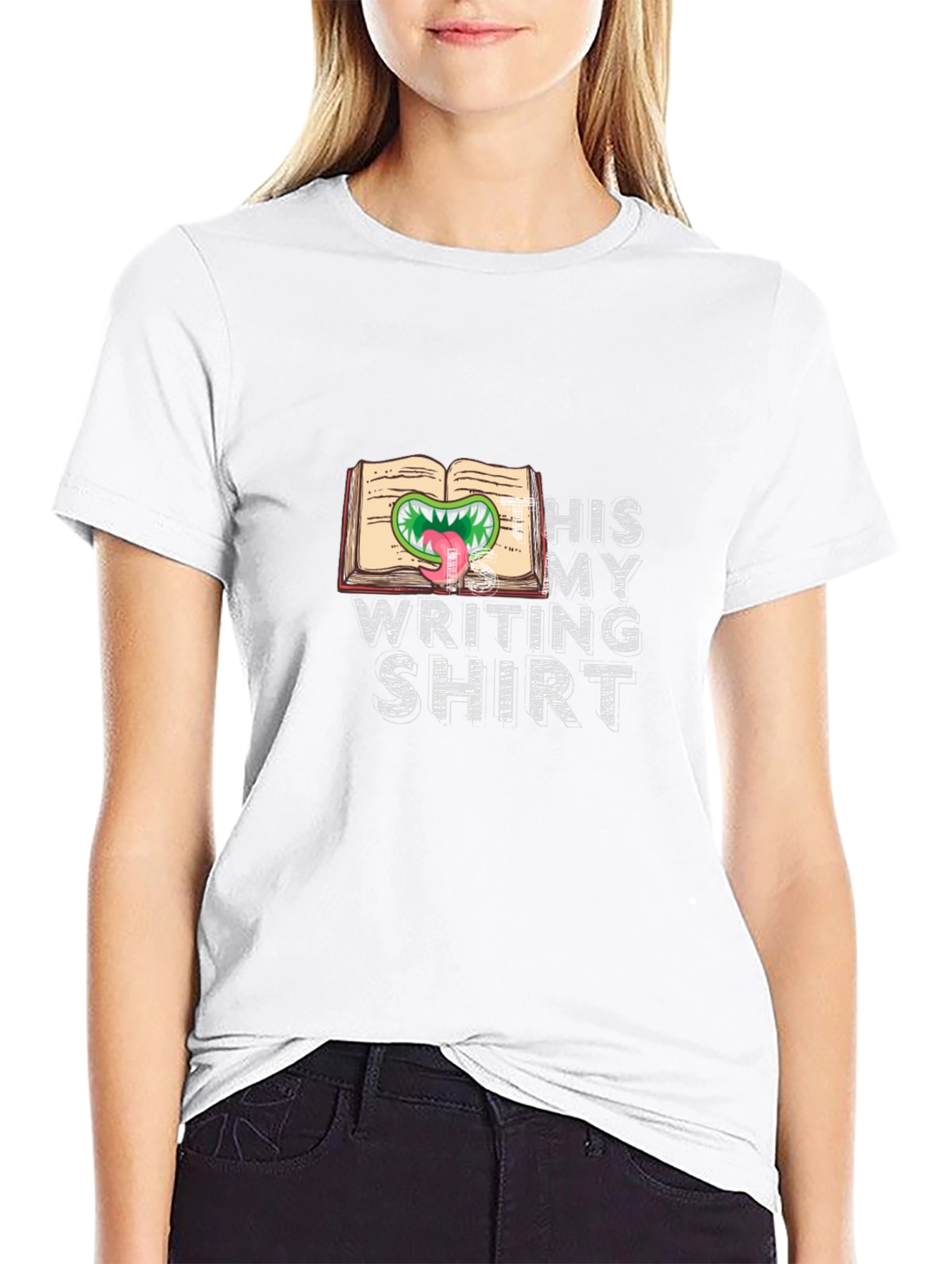 Monster Book Writing Shirt - Black Novelty Tee
