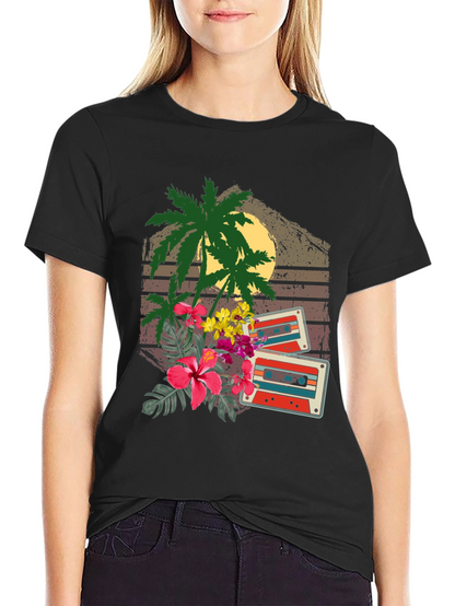 Retro Cassette & Palm Tree Graphic Tee