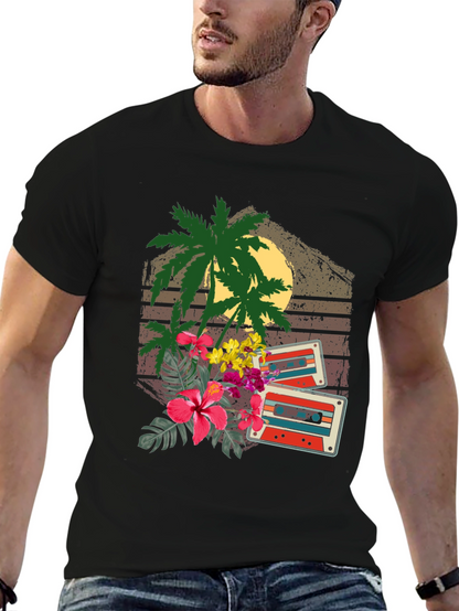 Retro Cassette & Palm Tree Graphic Tee