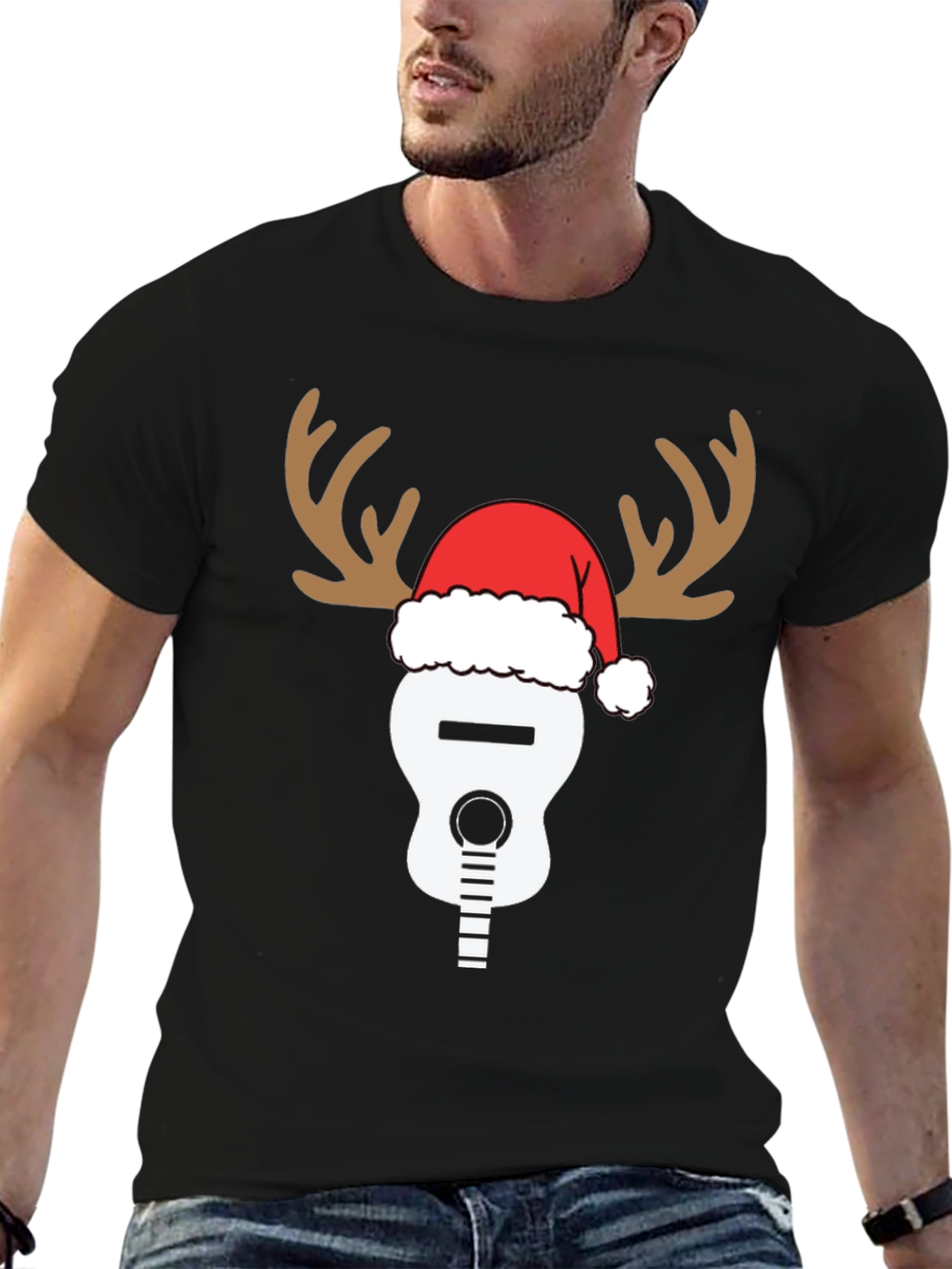 Reindeer Guitar Christmas T-Shirt