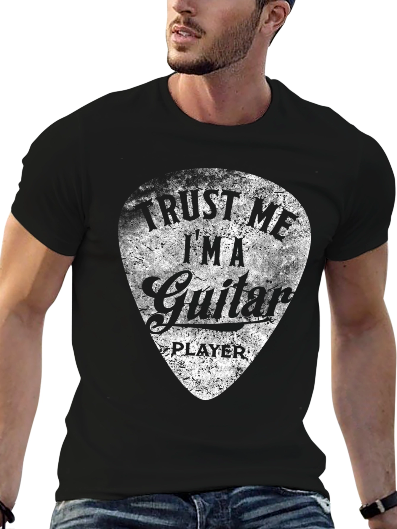 Trust Me Guitar Player Black Graphic T-Shirt