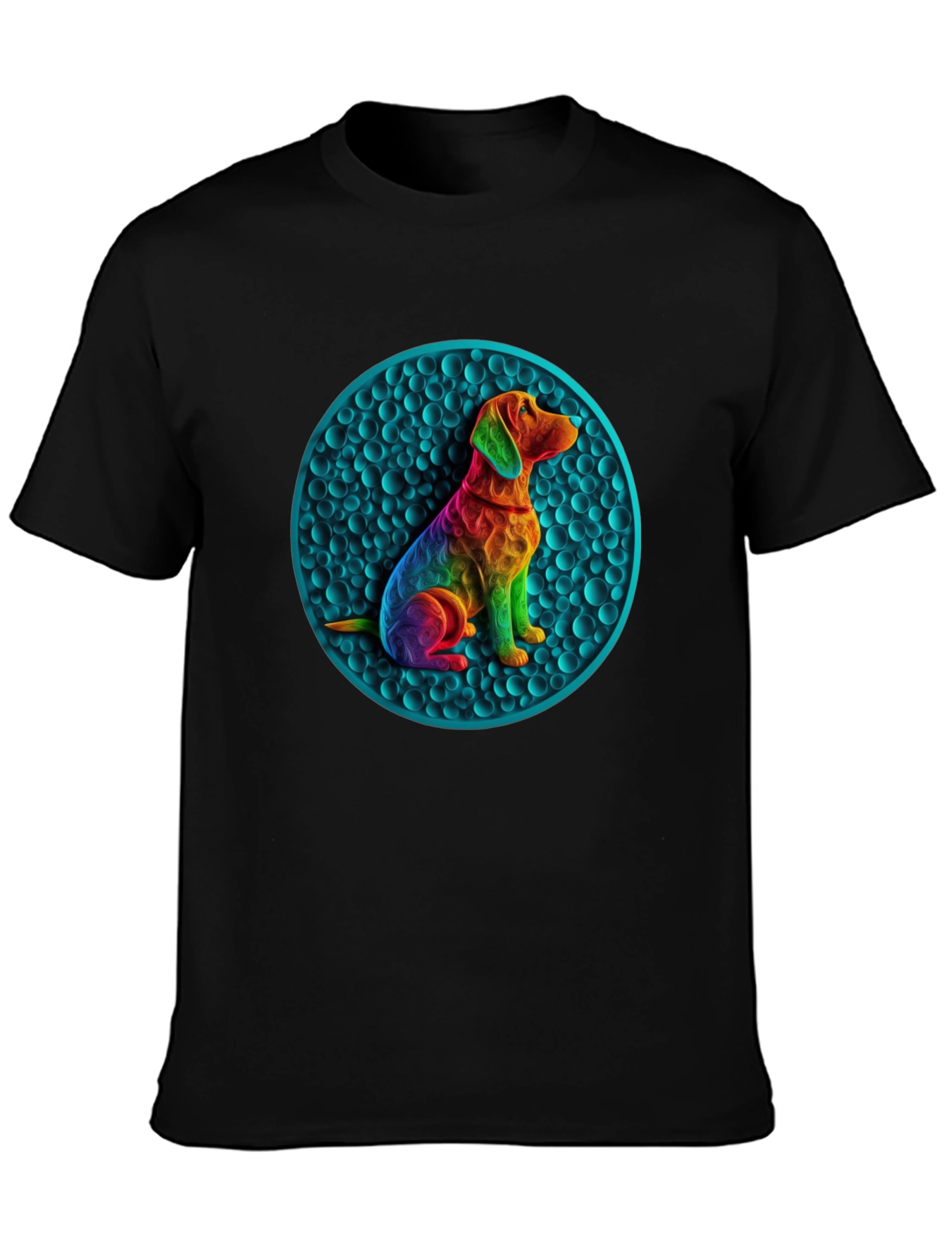 Rainbow Dog Art Graphic Tee - Unique Design