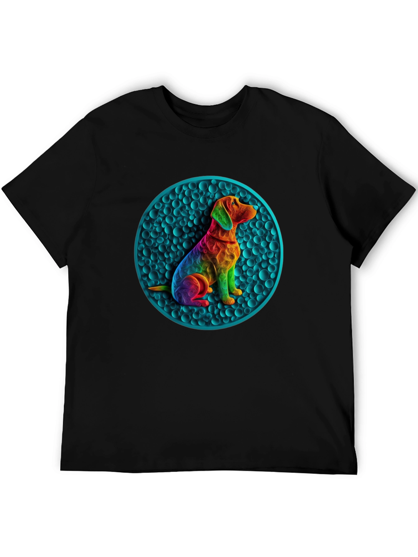 Rainbow Dog Art Graphic Tee - Unique Design