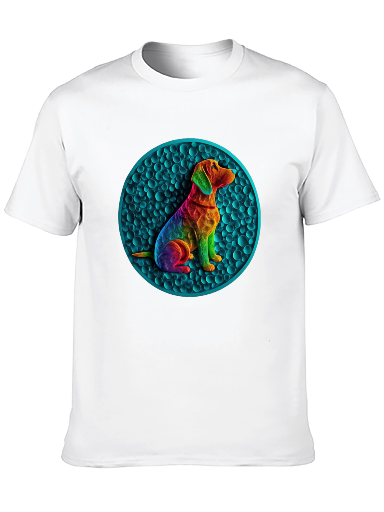 Rainbow Dog Art Graphic Tee - Unique Design